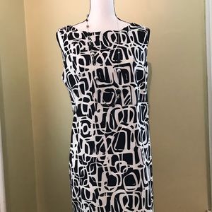 AB STUDIO Ponte Sheath Black and White Dress